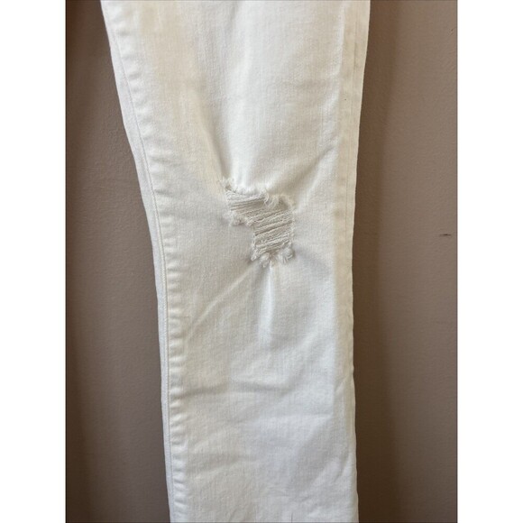 Express Women’s White High Rise Cropped Flare Jeans Size 6R Distressed Denim - Picture 4 of 8